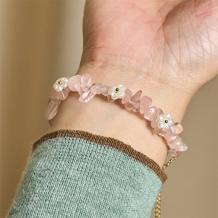 Bracelet d'équilibre en cristal blanc améthyste et améthyste, orné d'un motif floral irrégulier en Buddha Stones - image 39