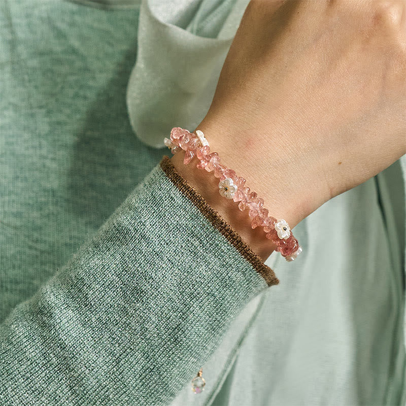 Bracelet d'équilibre en cristal blanc améthyste et améthyste, orné d'un motif floral irrégulier en Buddha Stones - image 46