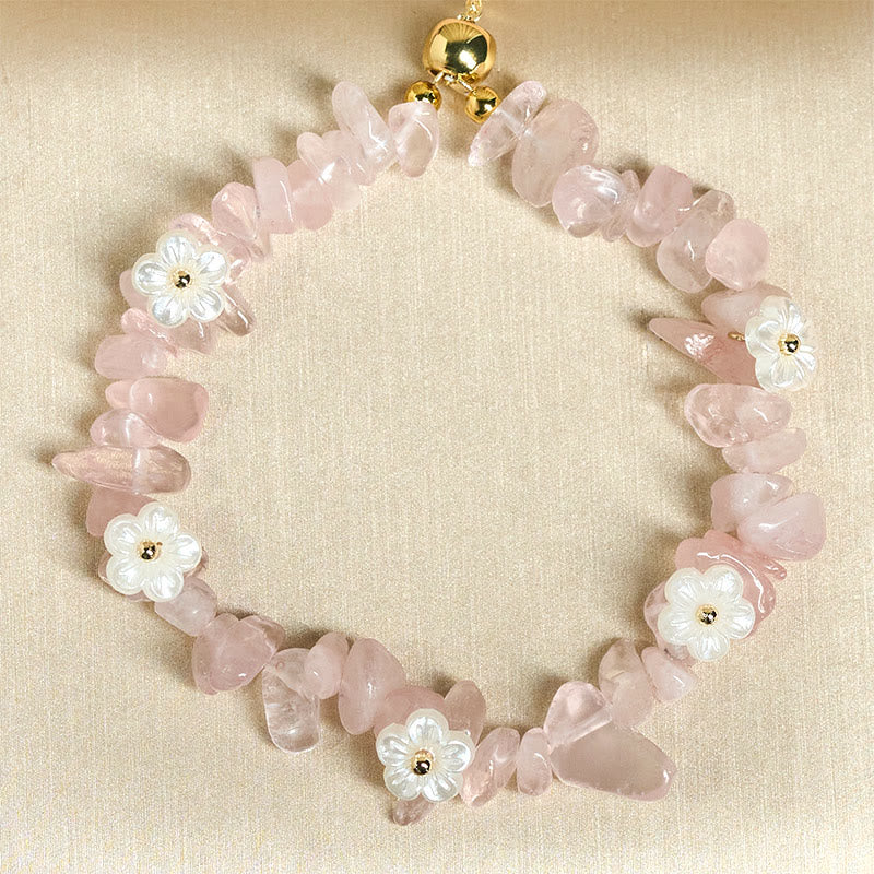 Bracelet d'équilibre en cristal blanc améthyste et améthyste, orné d'un motif floral irrégulier en Buddha Stones - image 35