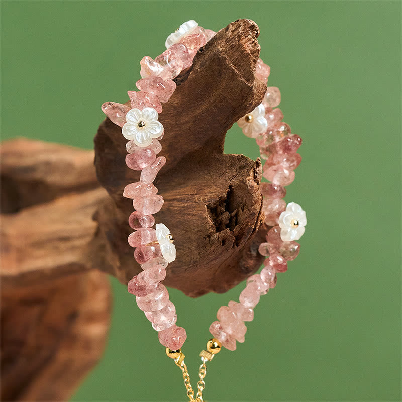 Bracelet d'équilibre en cristal blanc améthyste et améthyste, orné d'un motif floral irrégulier en Buddha Stones - image 44