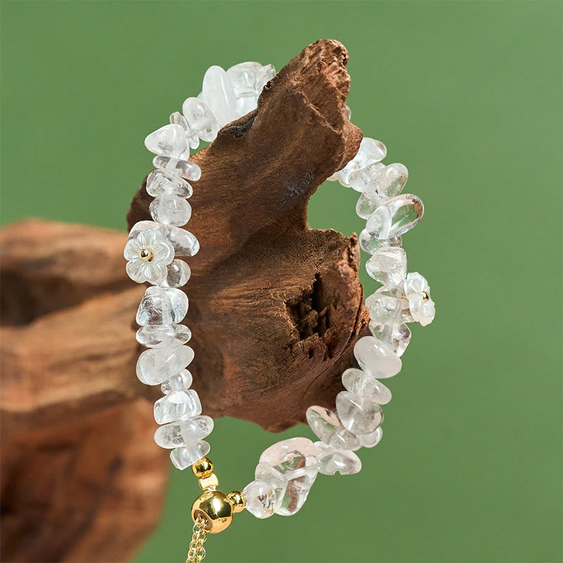 Bracelet d'équilibre en cristal blanc améthyste et améthyste, orné d'un motif floral irrégulier en Buddha Stones - image 12