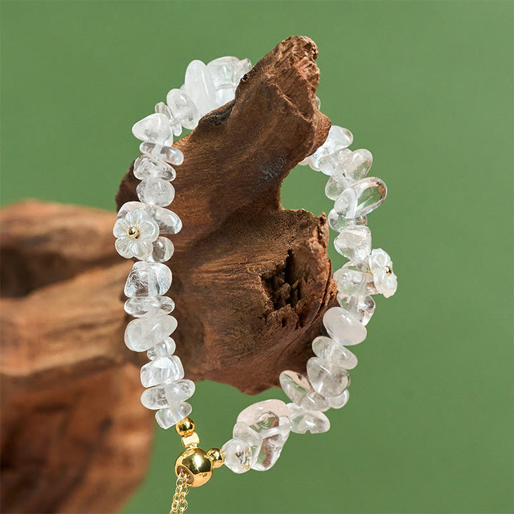 Bracelet d'équilibre en cristal blanc améthyste et améthyste, orné d'un motif floral irrégulier en Buddha Stones - image 12
