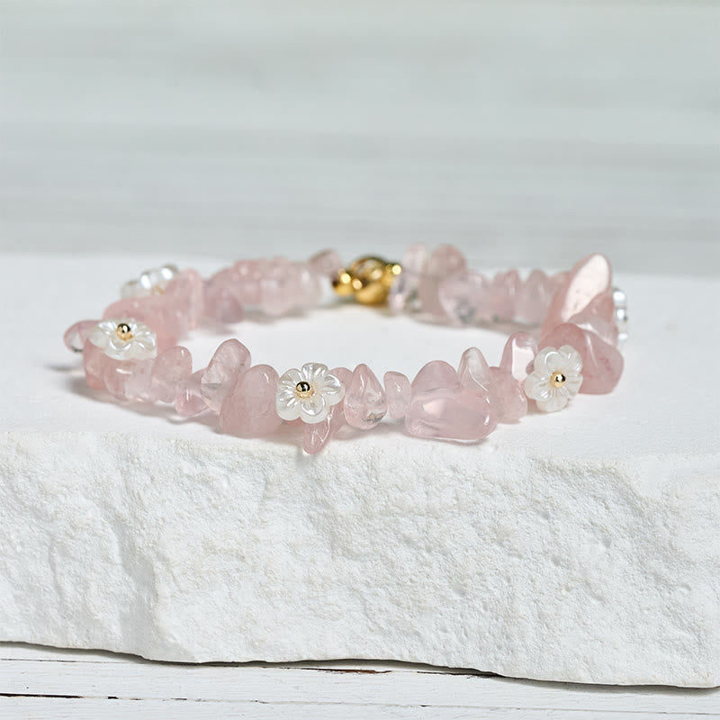 Bracelet d'équilibre en cristal blanc améthyste et améthyste, orné d'un motif floral irrégulier en Buddha Stones - image 37