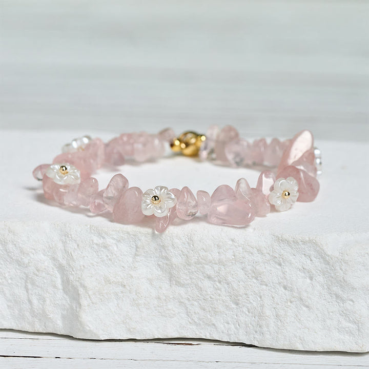 Bracelet d'équilibre en cristal blanc améthyste et améthyste, orné d'un motif floral irrégulier en Buddha Stones - image 37