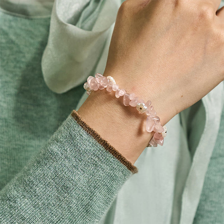 Bracelet d'équilibre en cristal blanc améthyste et améthyste, orné d'un motif floral irrégulier en Buddha Stones - image 38