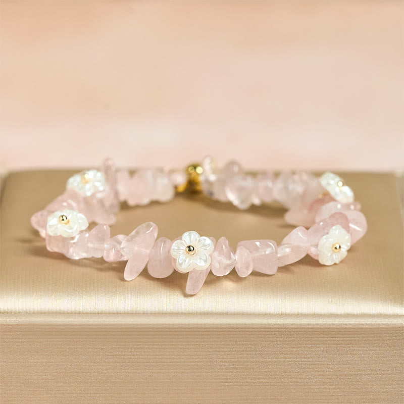 Bracelet d'équilibre en cristal blanc améthyste et améthyste, orné d'un motif floral irrégulier en Buddha Stones - image 34
