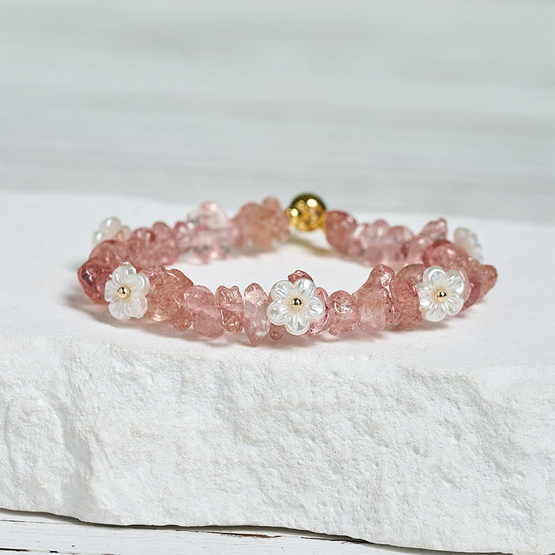 Bracelet d'équilibre en cristal blanc améthyste et améthyste, orné d'un motif floral irrégulier en Buddha Stones - image 45