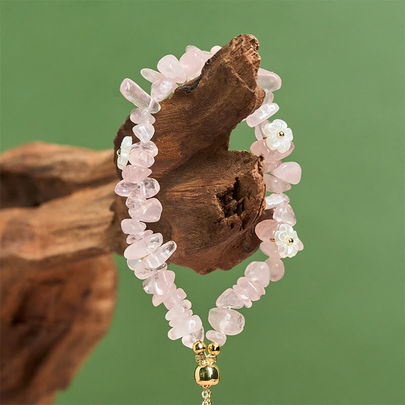 Bracelet d'équilibre en cristal blanc améthyste et améthyste, orné d'un motif floral irrégulier en Buddha Stones - image 36