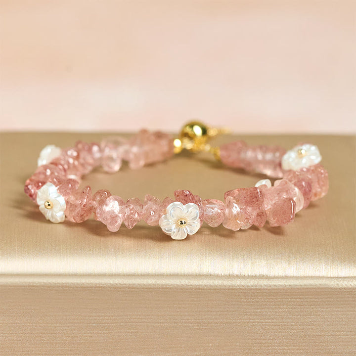 Bracelet d'équilibre en cristal blanc améthyste et améthyste, orné d'un motif floral irrégulier en Buddha Stones - image 42
