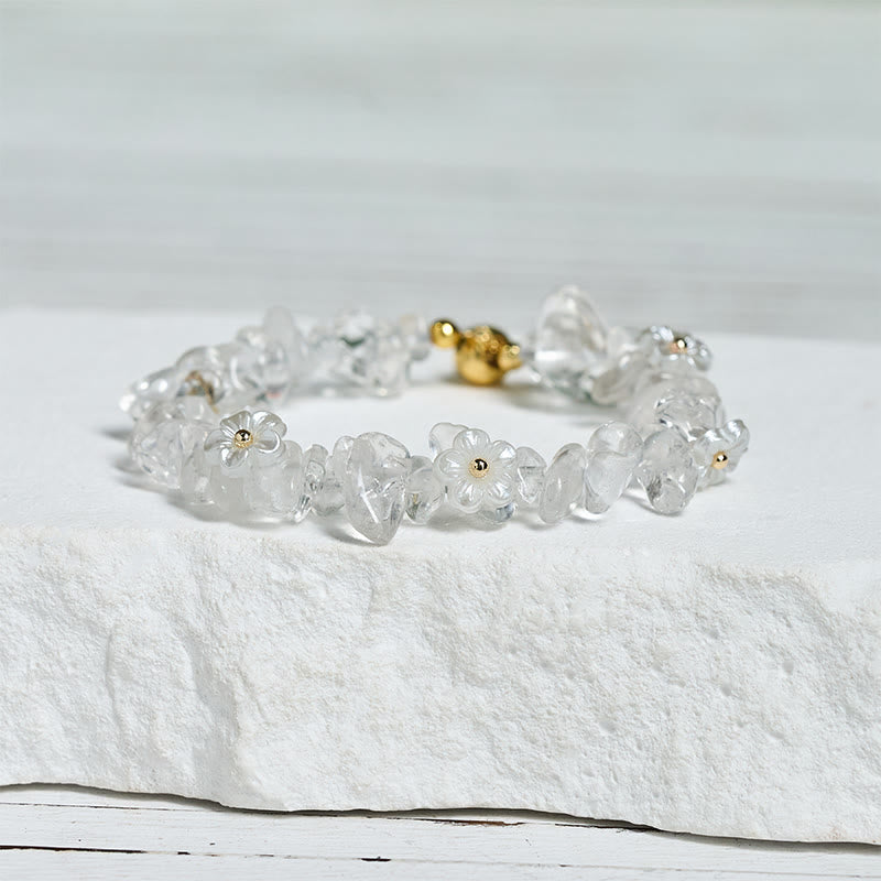 Bracelet d'équilibre en cristal blanc améthyste et améthyste, orné d'un motif floral irrégulier en Buddha Stones - image 13