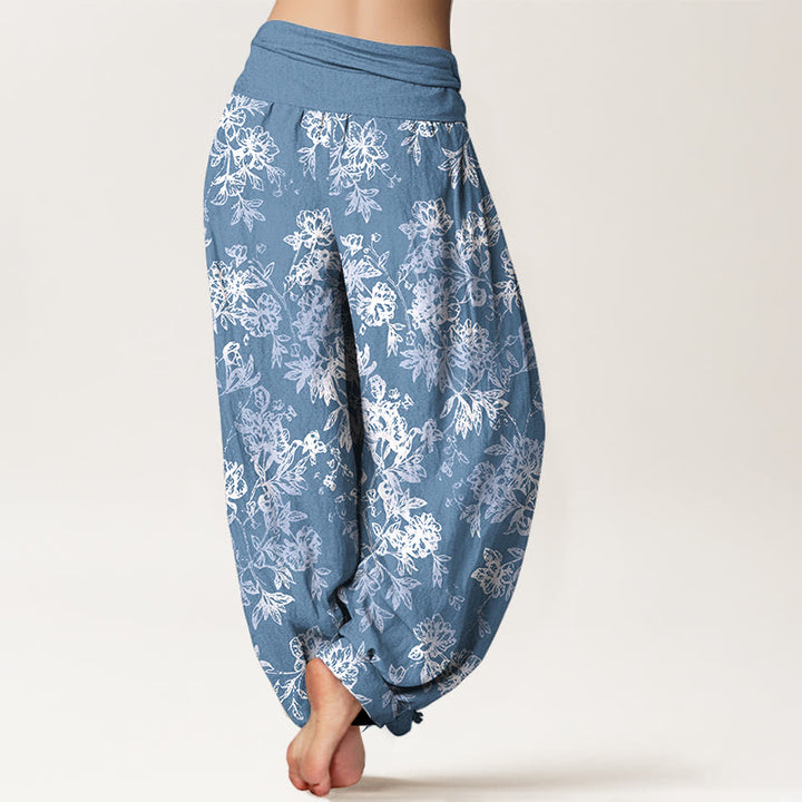 Pantalon harem femme en coton à motif pétales superposés et Buddha Stones, taille élastique - image 9