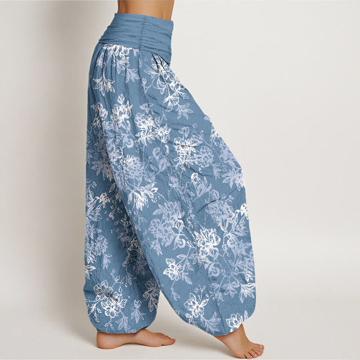 Pantalon harem femme en coton à motif pétales superposés et Buddha Stones, taille élastique - image 10
