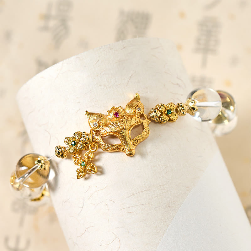 Bracelet de protection en perles de cristal blanc et breloque croix de renard Buddha Stones - image 5