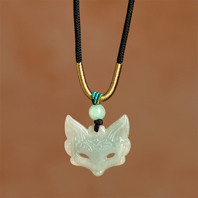 Collier pendentif en corde porte-bonheur avec masque de renard et Buddha Stones - image 4