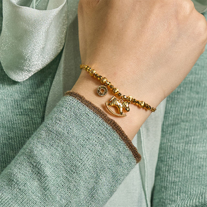 Bracelet porte-bonheur en cuivre plaqué or 24 carats, orné de Buddha Stones l'année du Cheval du zodiaque chinois. - image 6