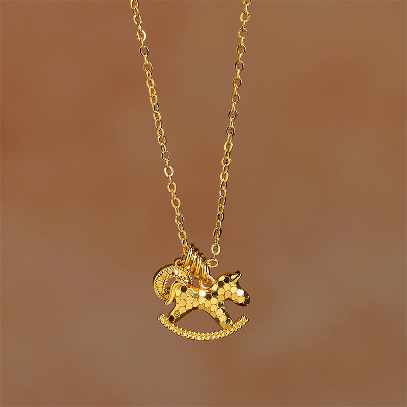 Collier pendentif en cuivre plaqué or 24 carats, représentant une pièce de monnaie de l'année du Cheval , Buddha Stones. - image 2