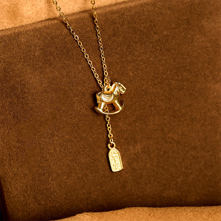 Pendentif en cuivre plaqué or 24 carats, inspiré de l'année du Cheval et symbolisant la paix, orné de Buddha Stones. - image 4