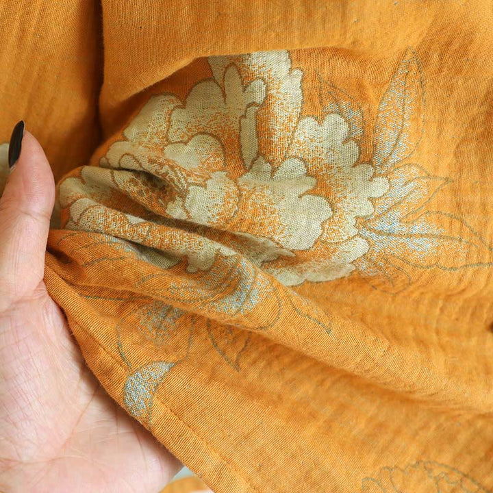 Ensemble 2 pièces en Buddha Stones : cardigan à manches longues imprimé à boutons grenouille et pantalon à poches.  - image 13