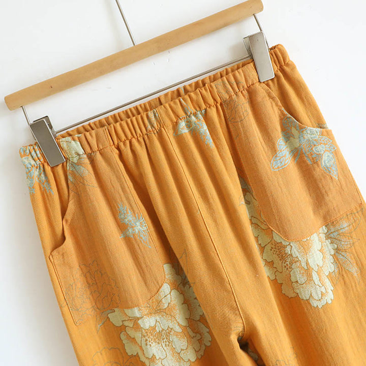 Ensemble 2 pièces en Buddha Stones : cardigan à manches longues imprimé à boutons grenouille et pantalon à poches.  - image 14