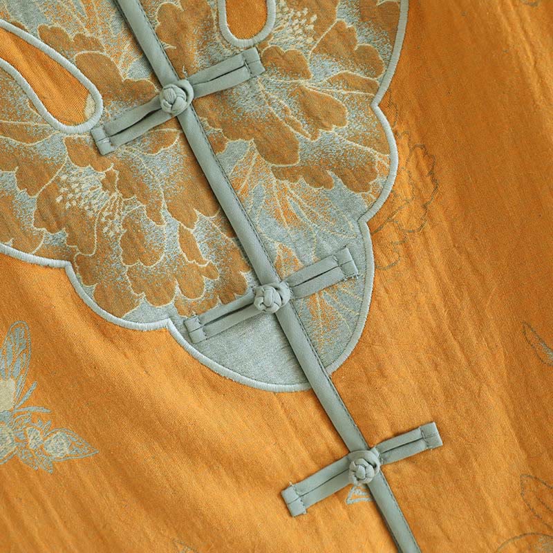 Ensemble 2 pièces en Buddha Stones : cardigan à manches longues imprimé à boutons grenouille et pantalon à poches.  - image 5