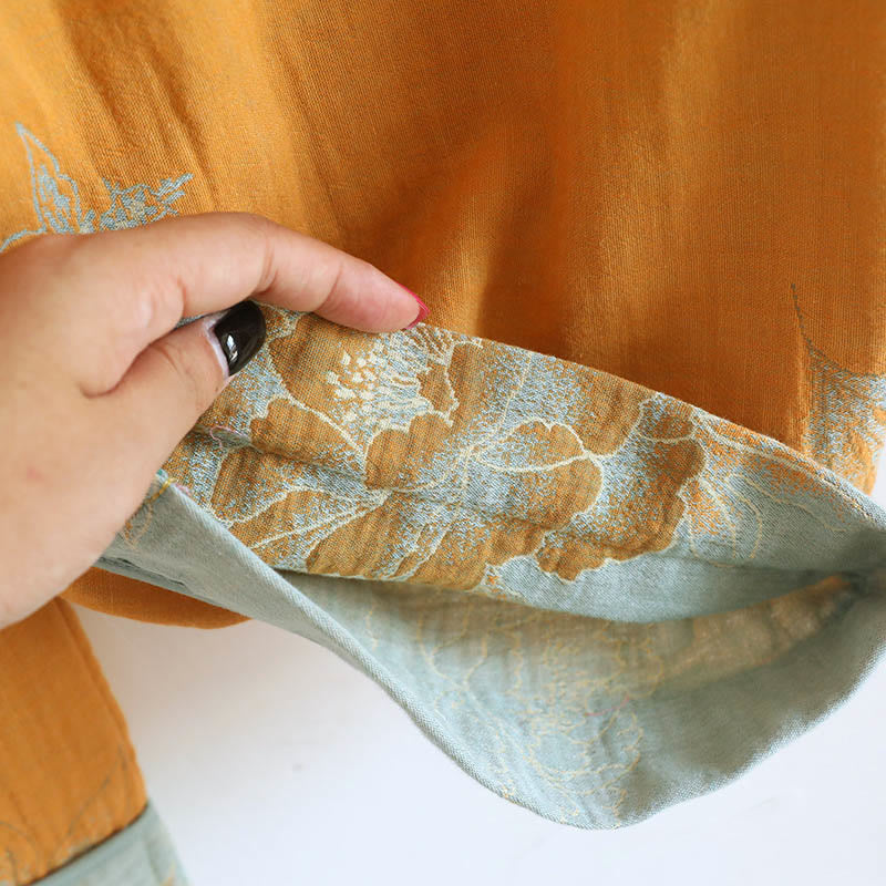 Ensemble 2 pièces en Buddha Stones : cardigan à manches longues imprimé à boutons grenouille et pantalon à poches.  - image 7