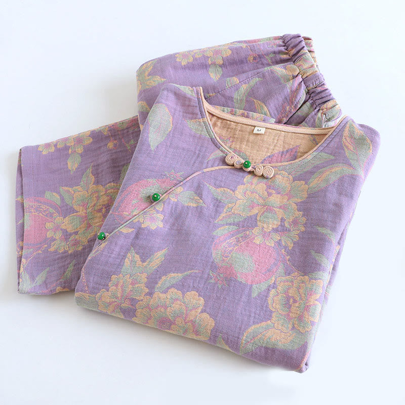 Ensemble 2 pièces en coton Buddha Stones : chemise à manches longues, col rond et boutons, avec poches.  - image 8