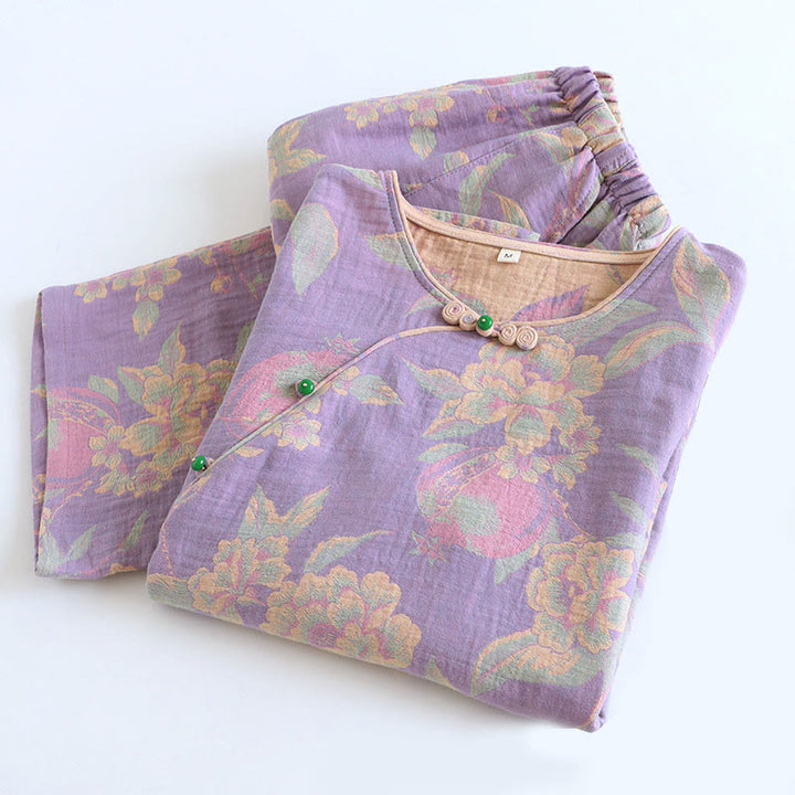 Ensemble 2 pièces en coton Buddha Stones : chemise à manches longues, col rond et boutons, avec poches.  - image 8