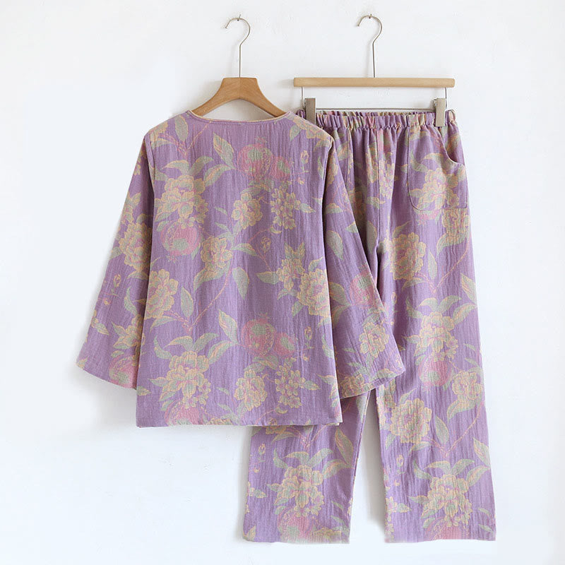 Ensemble 2 pièces en coton Buddha Stones : chemise à manches longues, col rond et boutons, avec poches.  - image 7