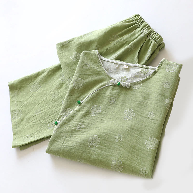 Ensemble 2 pièces en coton Buddha Stones : chemise à manches longues, col rond et boutons, avec poches.  - image 5