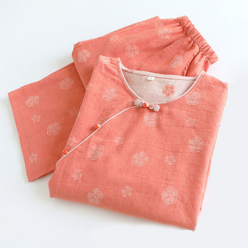 Ensemble 2 pièces en coton Buddha Stones : chemise à manches longues, col rond et boutons, avec poches.  - image 3