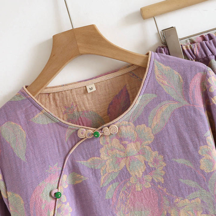 Ensemble 2 pièces en coton Buddha Stones : chemise à manches longues, col rond et boutons, avec poches.  - image 9