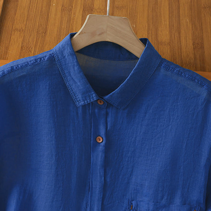 Chemise à manches longues pour femme avec poche et revers, motif Buddha Stones et automne - image 20