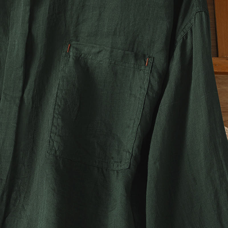 Chemise à manches longues pour femme avec poche et revers, motif Buddha Stones et automne - image 6