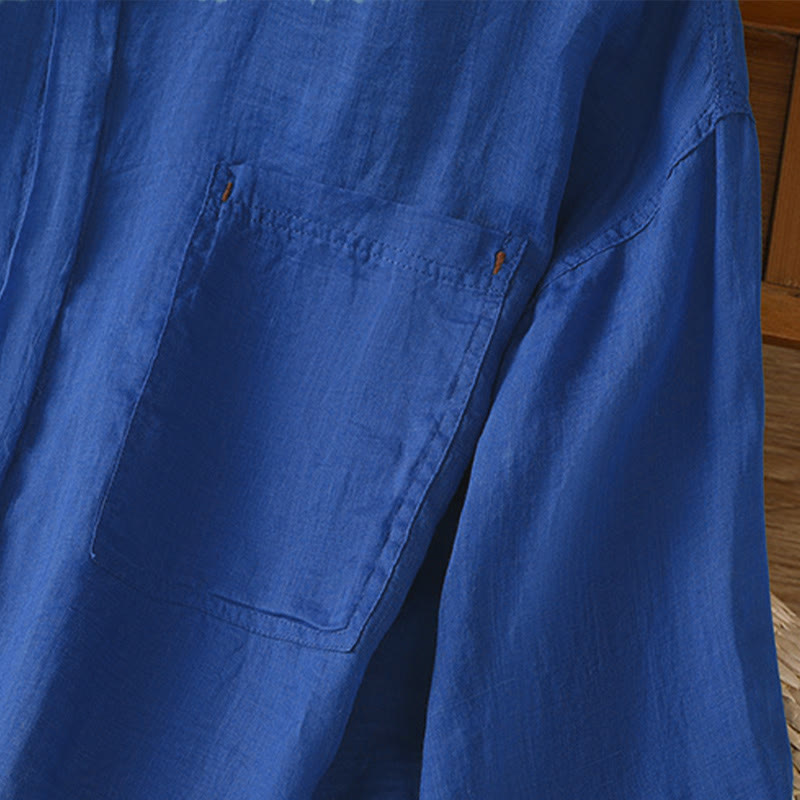 Chemise à manches longues pour femme avec poche et revers, motif Buddha Stones et automne - image 23