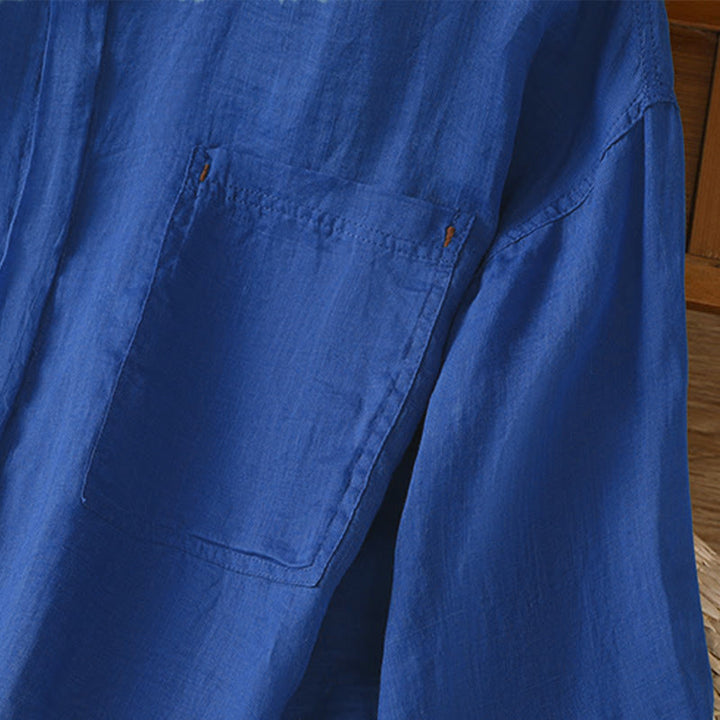 Chemise à manches longues pour femme avec poche et revers, motif Buddha Stones et automne - image 23