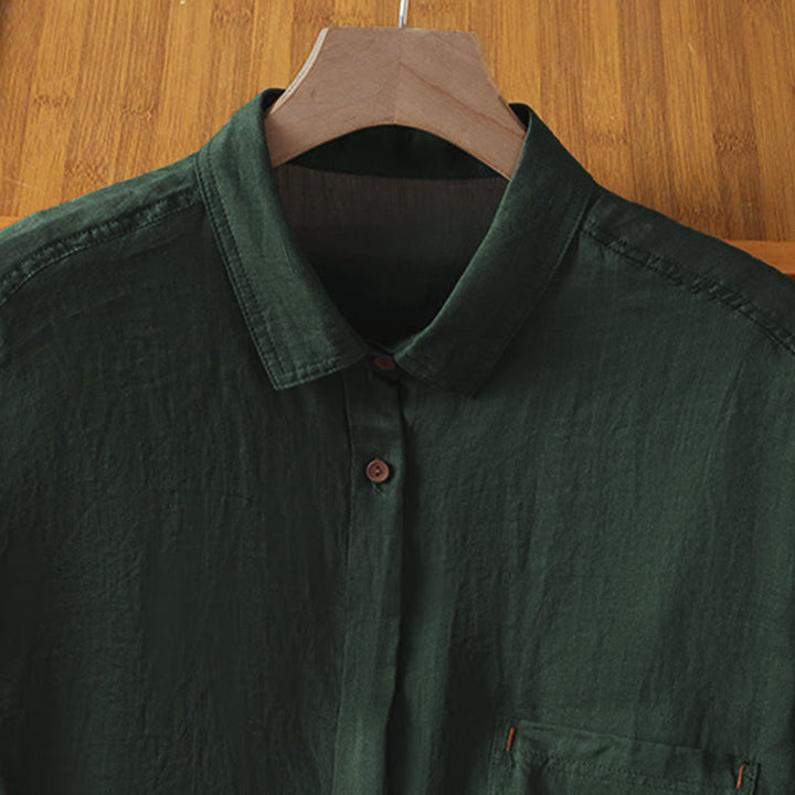 Chemise à manches longues pour femme avec poche et revers, motif Buddha Stones et automne - image 3