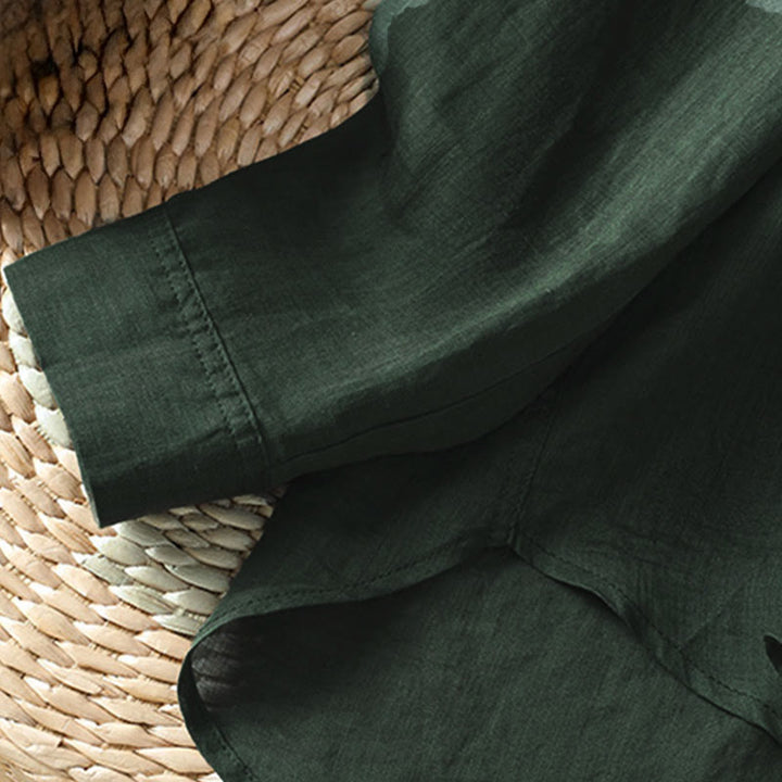 Chemise à manches longues pour femme avec poche et revers, motif Buddha Stones et automne - image 7