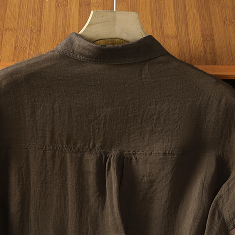 Chemise à manches longues pour femme avec poche et revers, motif Buddha Stones et automne - image 14