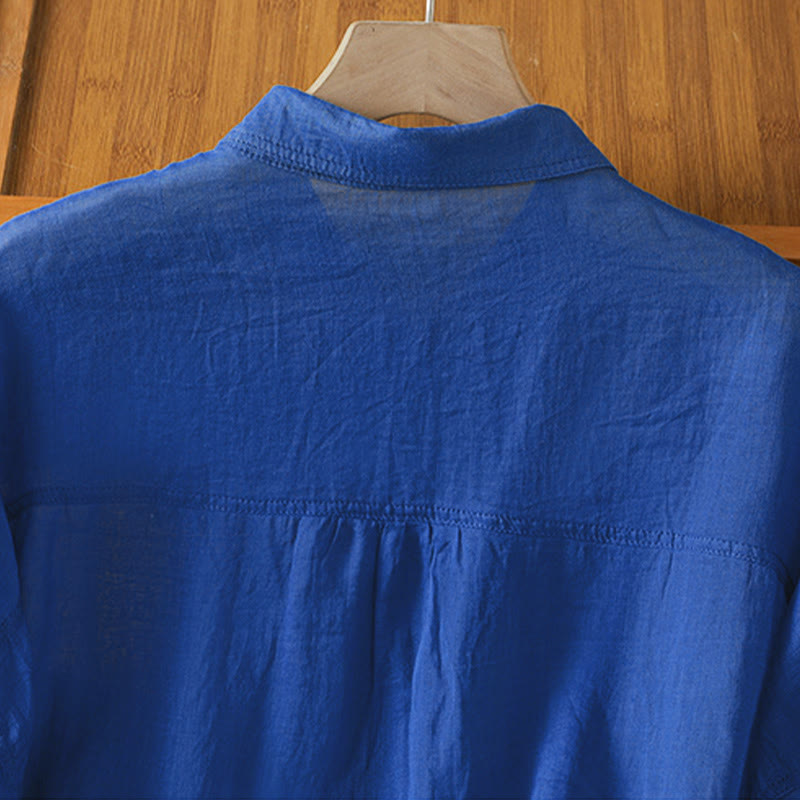 Chemise à manches longues pour femme avec poche et revers, motif Buddha Stones et automne - image 21