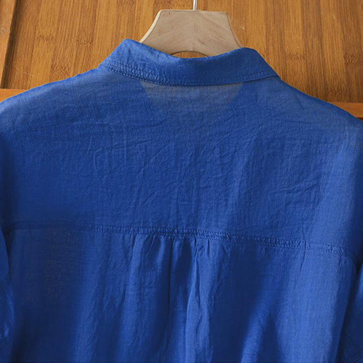 Chemise à manches longues pour femme avec poche et revers, motif Buddha Stones et automne - image 21