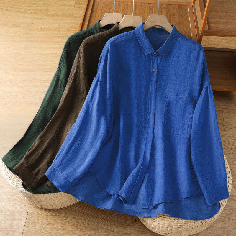 Chemise à manches longues pour femme avec poche et revers, motif Buddha Stones et automne - image 0