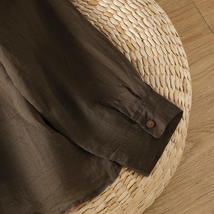 Chemise à manches longues pour femme avec poche et revers, motif Buddha Stones et automne - image 16