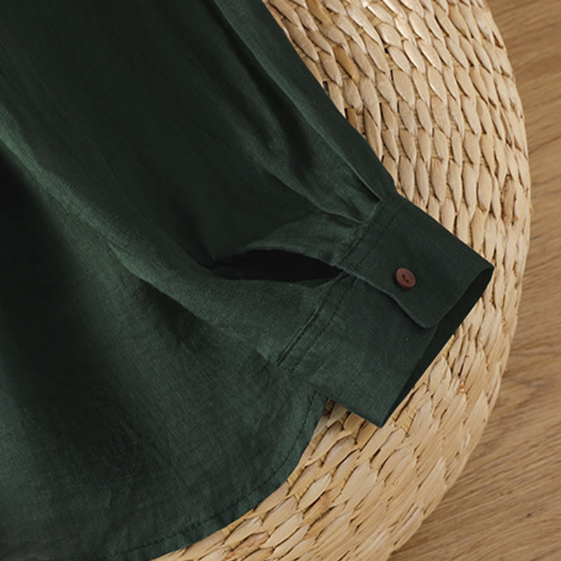 Chemise à manches longues pour femme avec poche et revers, motif Buddha Stones et automne - image 8