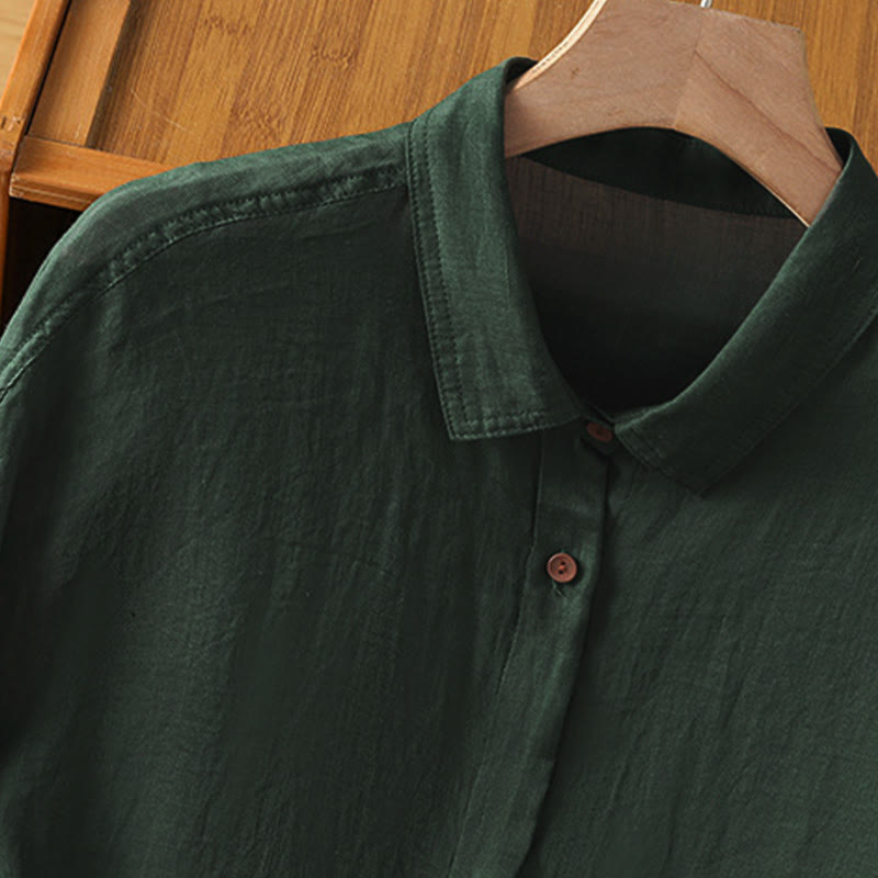 Chemise à manches longues pour femme avec poche et revers, motif Buddha Stones et automne - image 4