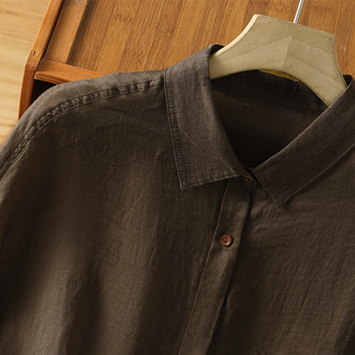 Chemise à manches longues pour femme avec poche et revers, motif Buddha Stones et automne - image 13