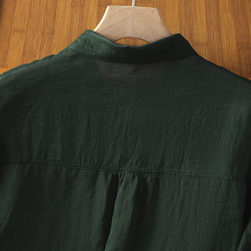 Chemise à manches longues pour femme avec poche et revers, motif Buddha Stones et automne - image 5