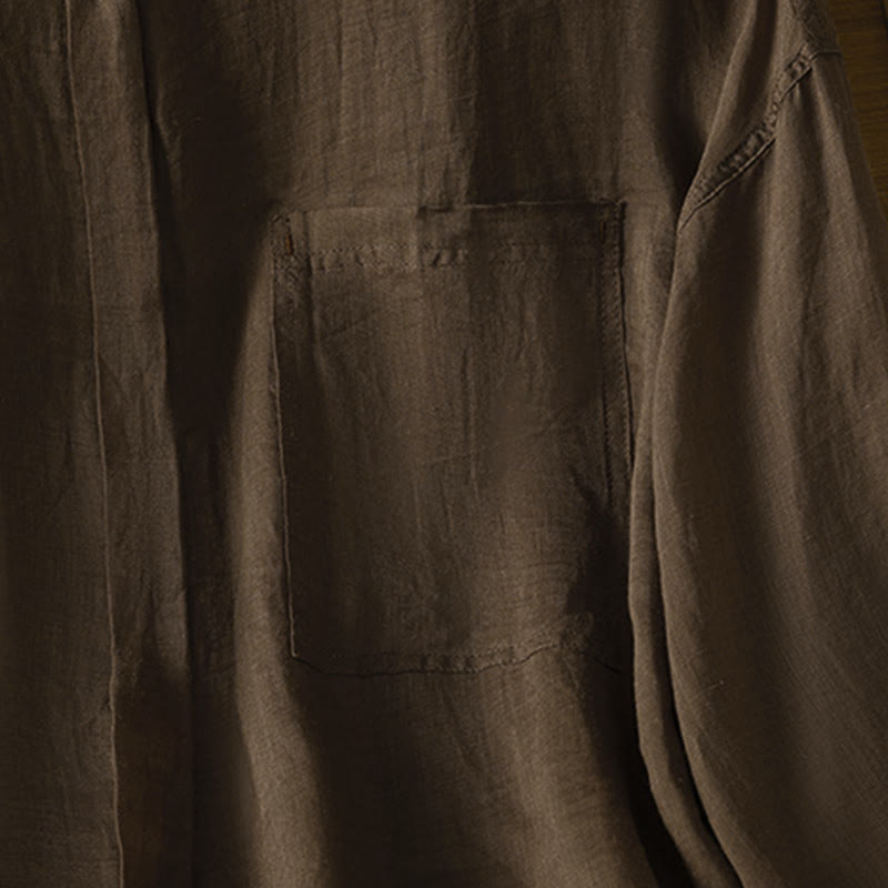 Chemise à manches longues pour femme avec poche et revers, motif Buddha Stones et automne - image 15