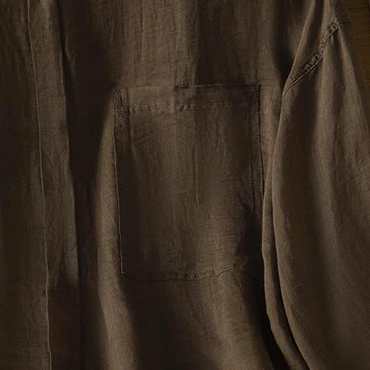 Chemise à manches longues pour femme avec poche et revers, motif Buddha Stones et automne - image 15