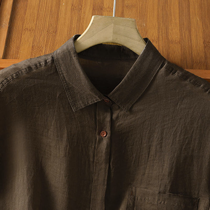 Chemise à manches longues pour femme avec poche et revers, motif Buddha Stones et automne - image 12