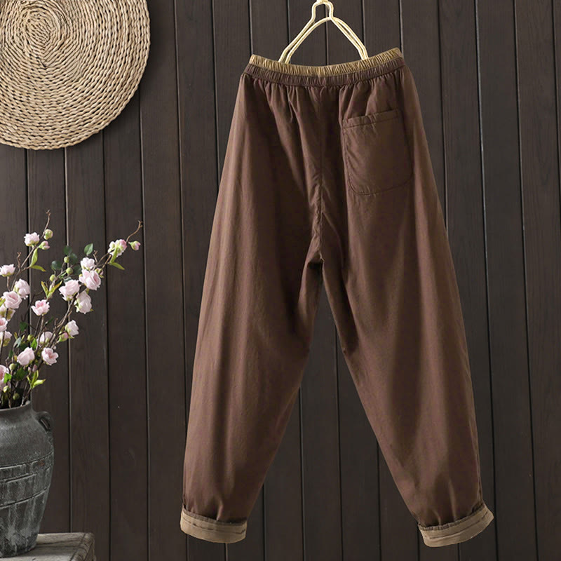 Pantalon thermique harem pour femme en coton uni Buddha Stones avec poches - image 6